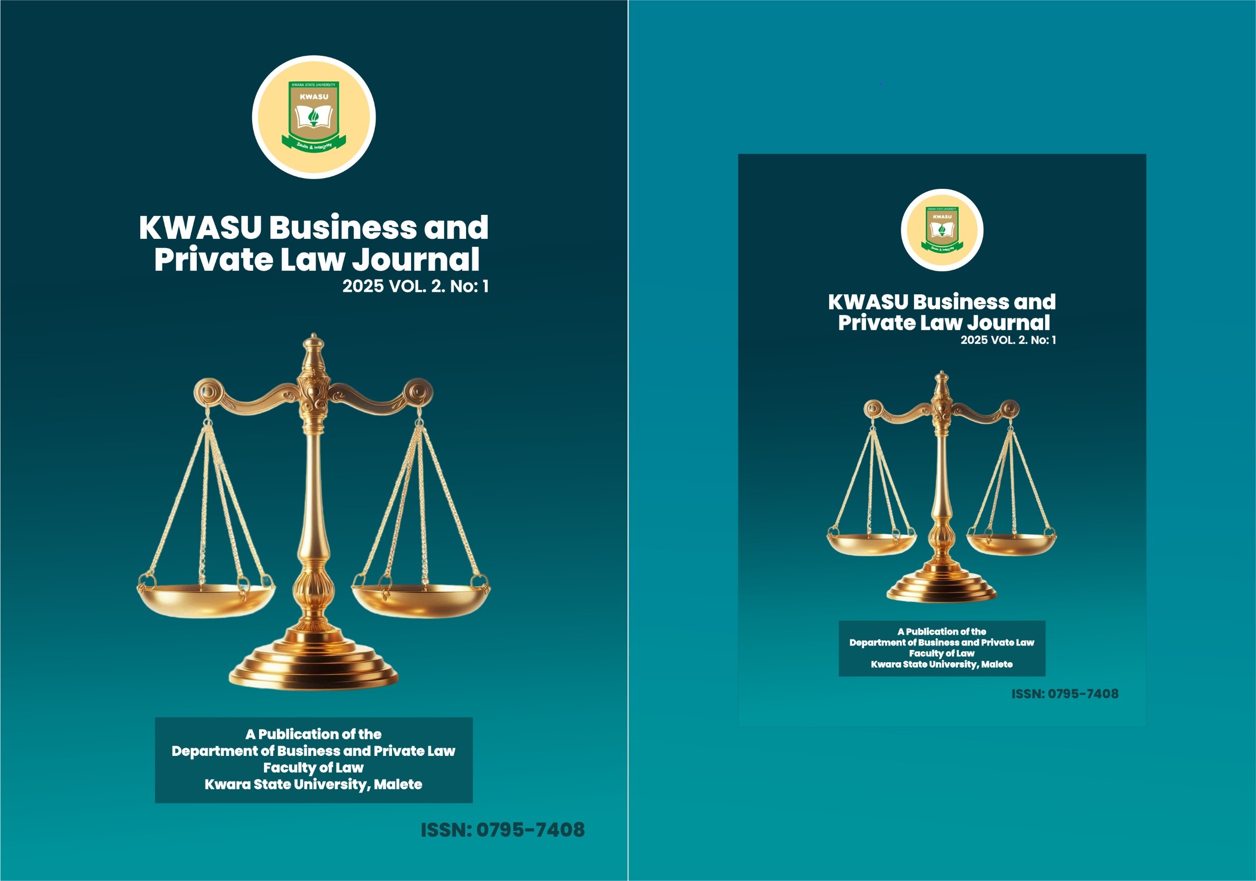 					View Vol. 2 No. 1 (2025): KWASU Journal of Business and Private Law 
				
